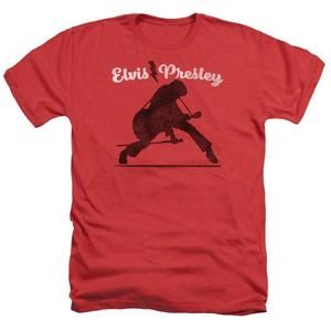 Elvis Presley Overprint Classic Adult Heather T-Shirt Red